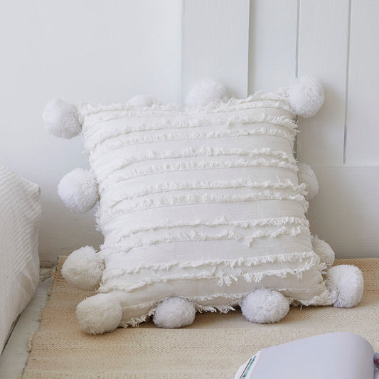 Nordic Cotton Linen Plush Decorative Throw Pillow