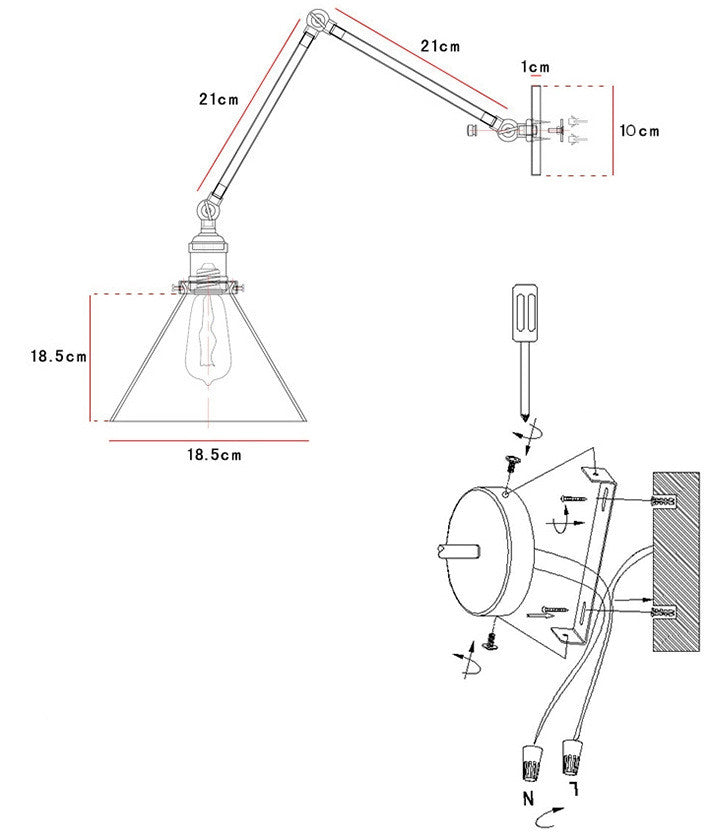 RetroFlex E27 Industrial Wall Lamp