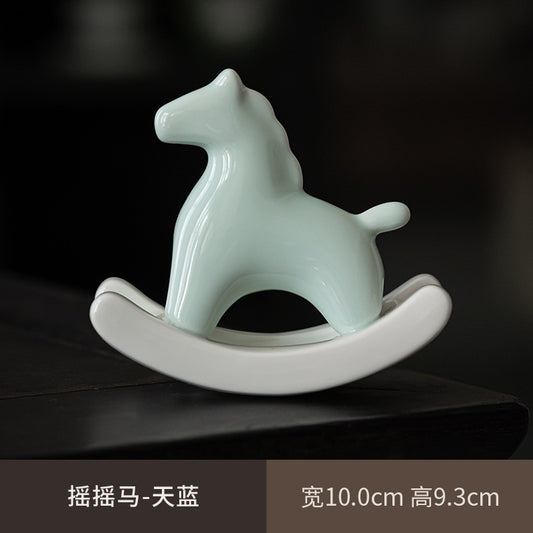 Ceramic Green Horse Tea Pet Decorative Figurine
