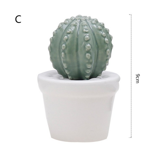 Ceramic Cactus Decorative Piece and Faux Plant