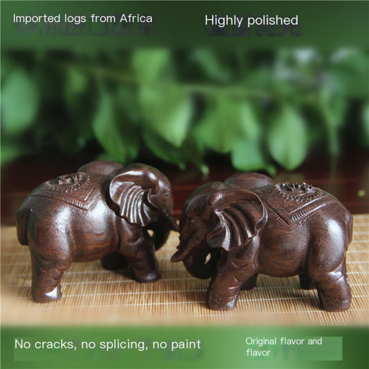 Black Sandalwood Carved Elephant Figurine (One Piece)