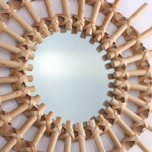 Gold Woven Decorative Mirror - Nordic Handmade Bamboo Wall Art