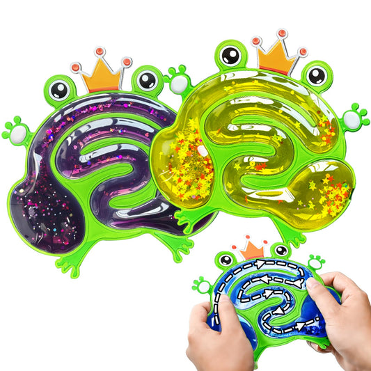 2PCS Sensory Fidget Toys for Kids Squishy Glitter Leap Frog Toys for Toddlers Autism Sensory Products Travel Toys for Boy Age 3 4 5-7 Year Old Autistic Calming Toys for Classroom (Yellow&Purple)