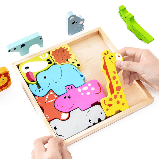 3D Wooden Animal Puzzle Match Educational Toy