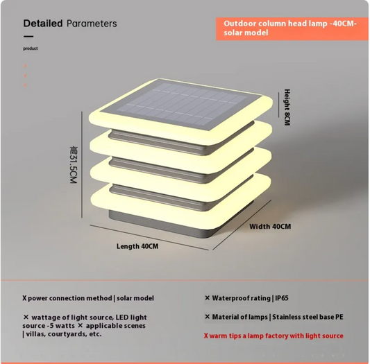 Solar Waterproof Outdoor Wall Pillar Lamp