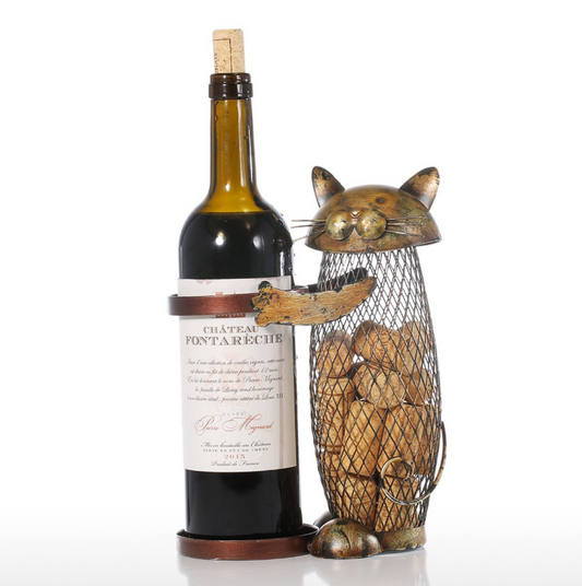 Creative Iron Wine Rack with Decorative Coin Jar