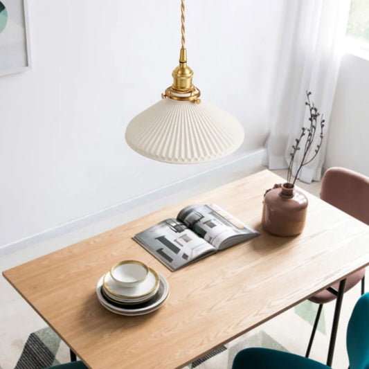 Japanese Ceramic Pendant Chandelier – Nordic Bronze Retro Light for Living Room & Entryway