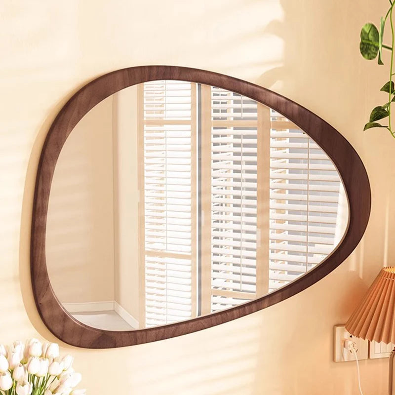 Asymmetrical Wooden Wall Mirror