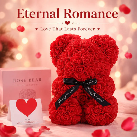 Artificial Flower Eternal Rose Teddy Bear for Mom Mother's Day Birthday Valentine's Day Anniversary Gifts & Decor Miniatures