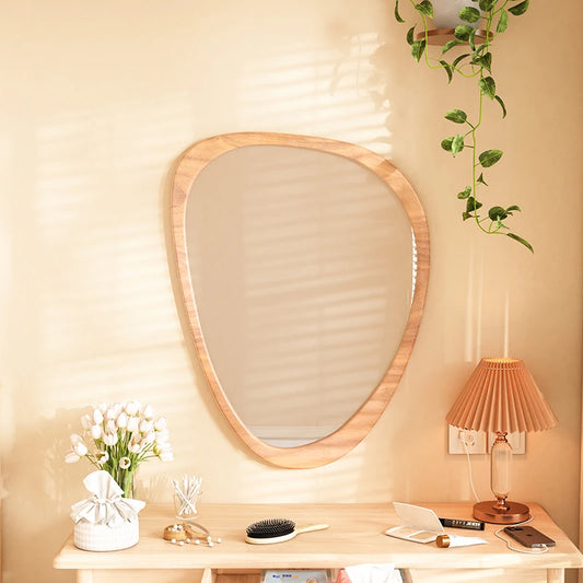 Asymmetrical Wooden Wall Mirror