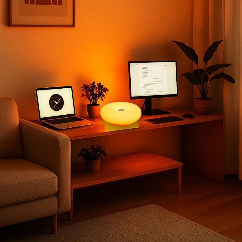 Sweet donut touch bedside night light with USB charging port, adjustable by touch, bedroom and living room atmosphere desk lamp