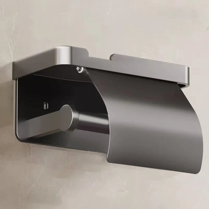 Toilet paper holder, wall-mounted storage rack for bathroom, waterproof tissue roll holder, restroom paper towel dispenser