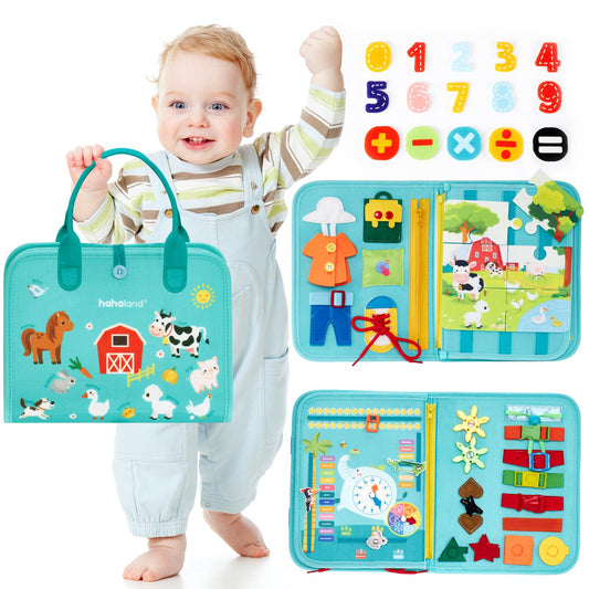 hahaland Busy Board for Toddlers Boys Girls Montessori Toys for 3+ Year Old Farm Animals Toys Preschool Learning Activities Toddler Travel Toys for 3+