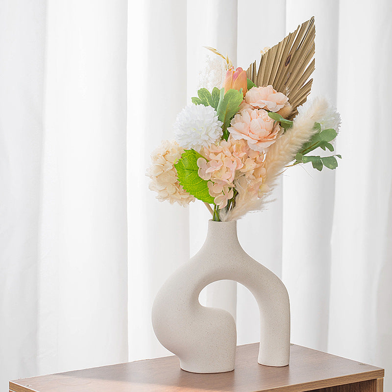 Jarrón Nórdico de Cerámica - Decoración Creativa para el Hogar con Flores Secas