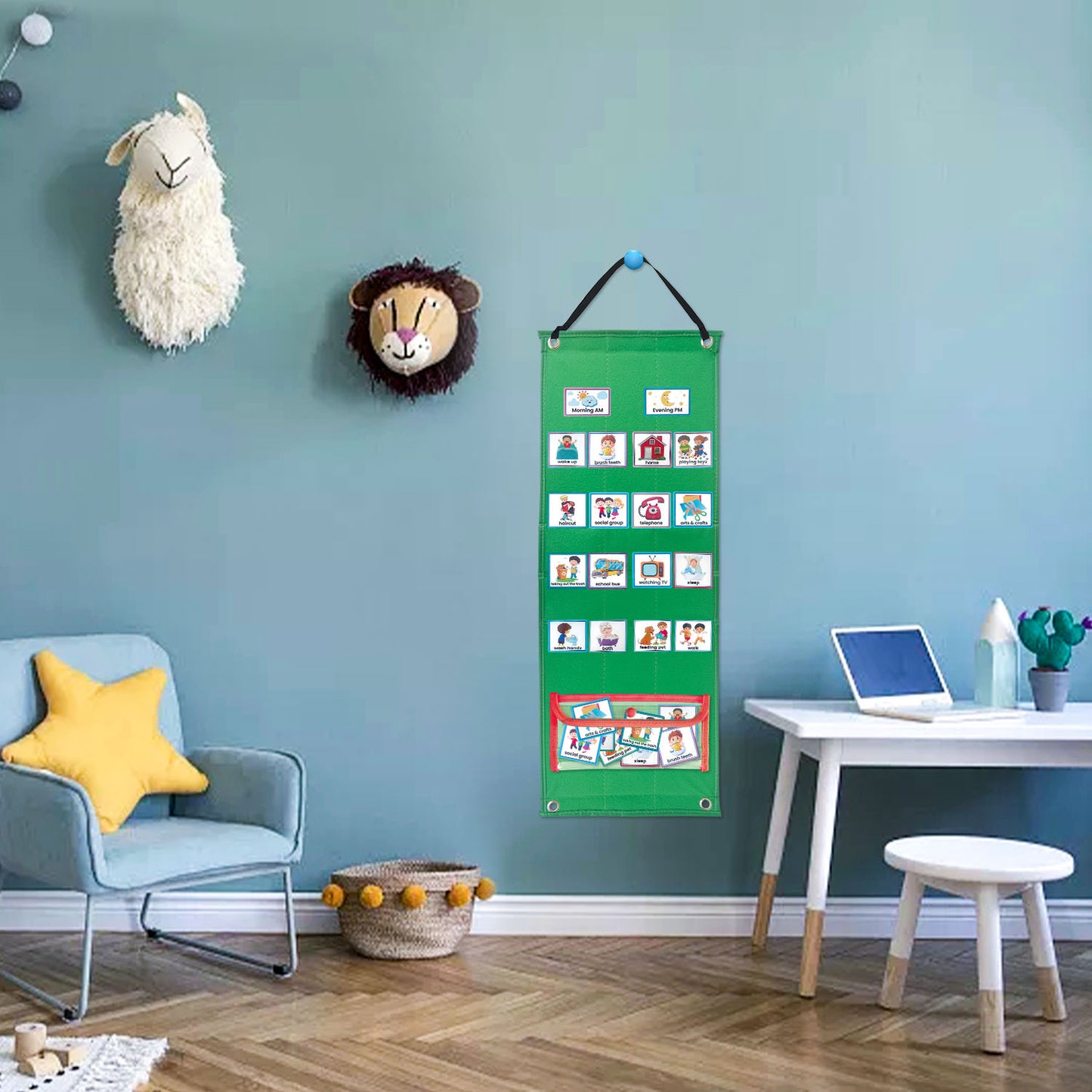 Tablero de Calendario Visual de Tareas Diarias para Niños