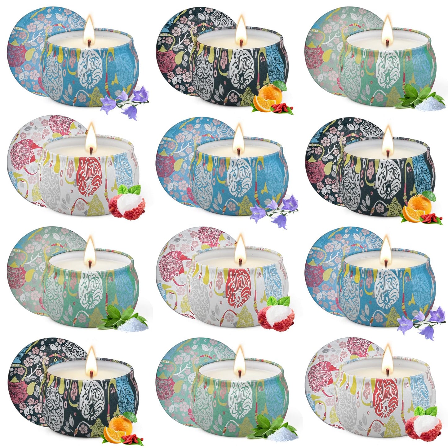 Juego de 12 velas aromáticas, velas de aromaterapia de 300 horas de duración, velas de soja natural, velas para el hogar, regalos de velas aromáticas para mujeres, ideales para cumpleaños, día de San Valentín, día de la madre