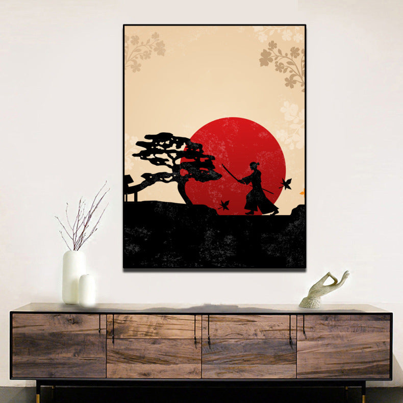 Arte de pared con diseño arquitectónico estilo japonés