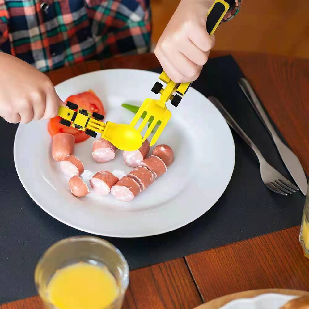 Kids Dinnerware Set with Truck and Excavator Plates