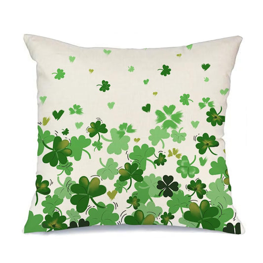 RABUSOFA St Patricks Day Pillows Covers 18x18 Inch Green Watercolor Lucky Clover Decorative White Pillows Cases Shamrock Spring Cushion Case Decoration Farmhouse for Sofa Couch(5)