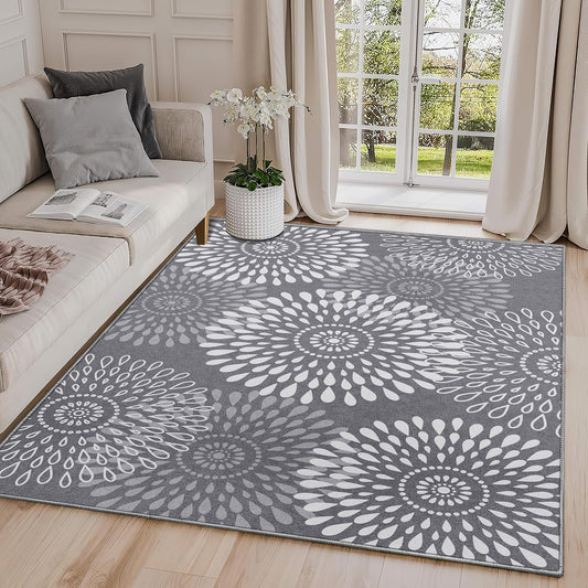 LuxStep Area Rug 8x10 Entryway Rug Non-Slip Washable Hallway Runner Rug Ultra-Thin Foldable Indoor Carpet for Kitchen Bedroom Bathroom Grey