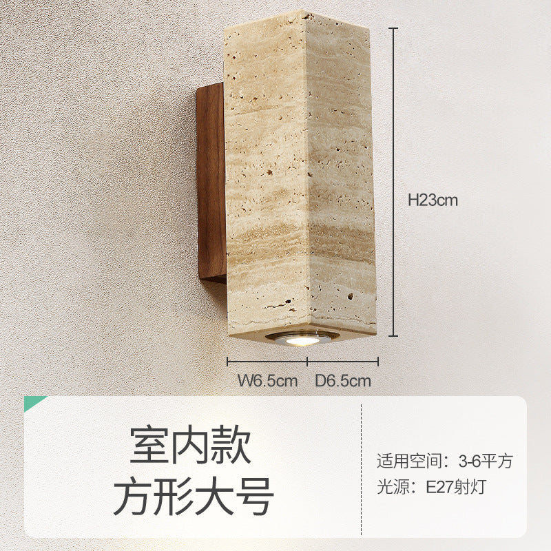 Japanese Wabi-Sabi Style Wooden Bedside Wall Lamp