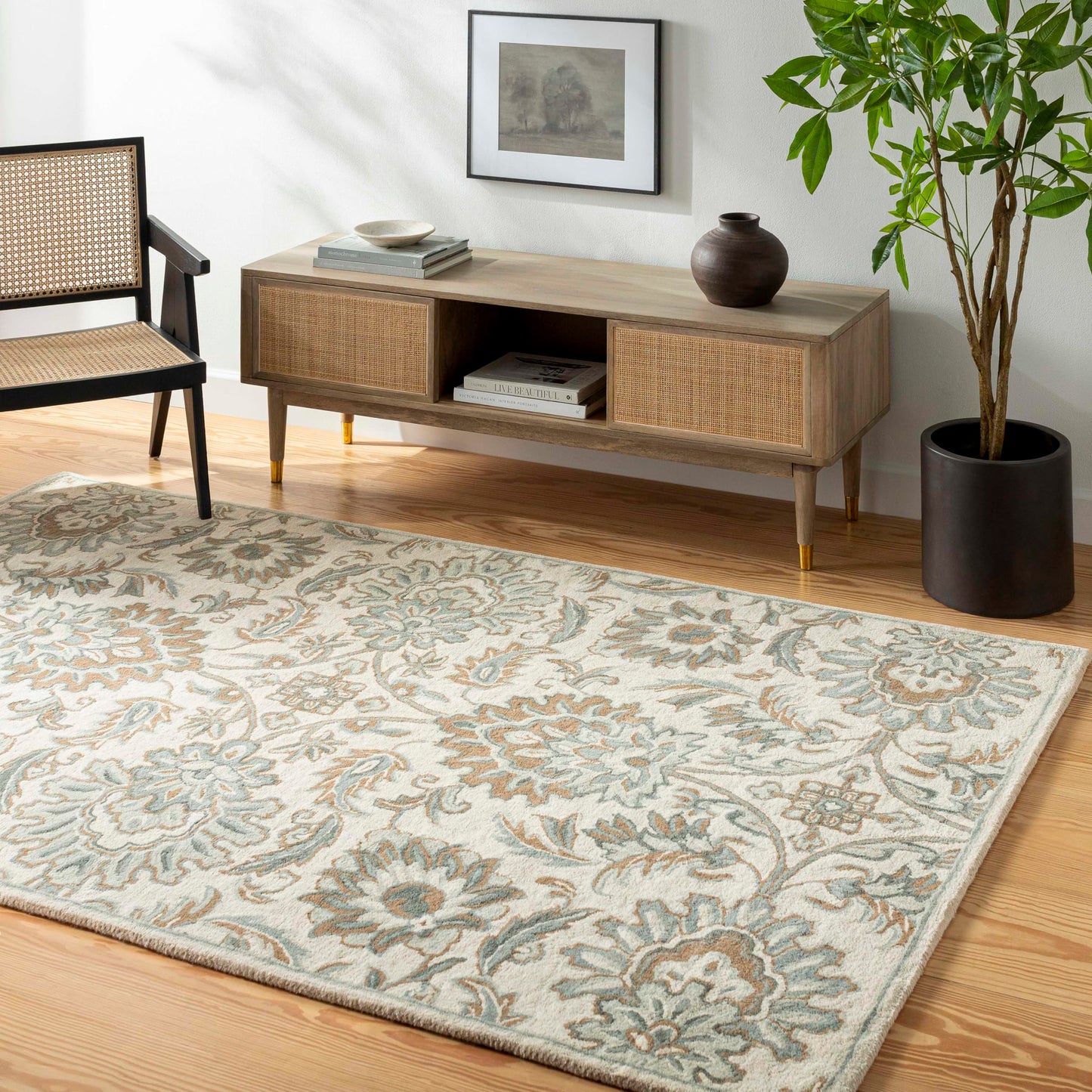 Mark&Day Wool Rugs 2x3 Lyon Traditional Ivory Area Rug Black Brown Green Carpet for Living Room Bedroom or Kitchen (2 x 3)