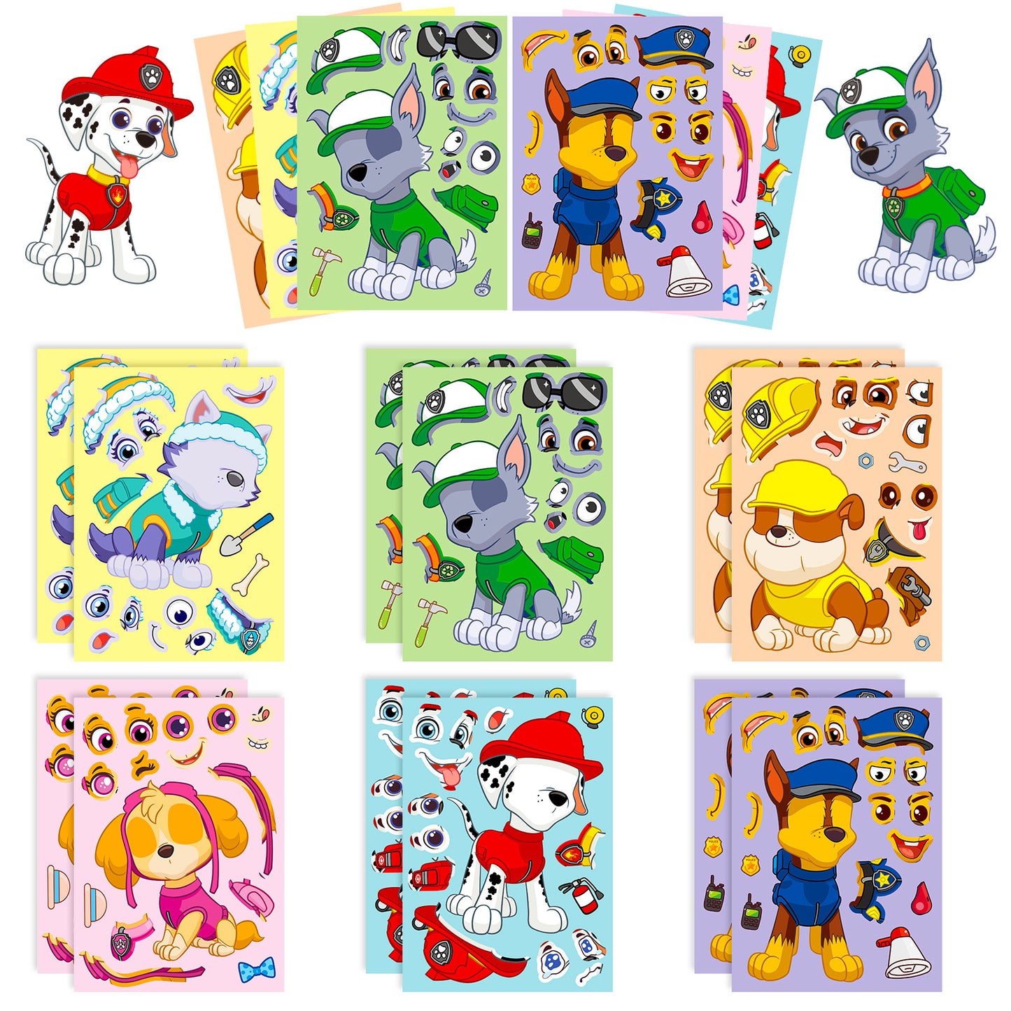 6-Pack DIY Face Swap Stickers for Kids Puzzles