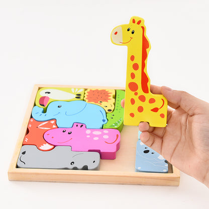 3D Wooden Animal Puzzle Match Educational Toy