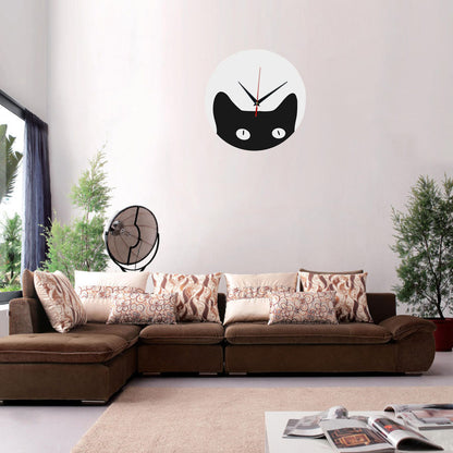 Acrylic Cat Wall Clock - Decorative Quartz Design