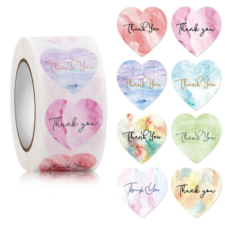 Heart-Shaped Floral Thank You Decorative Stickers