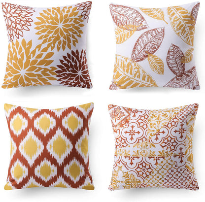 4pcs Ginkgo Biloba Geometric Pattern Sofa Cushions