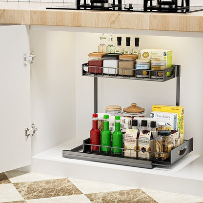2-Tier Carbon Steel Storage Rack (2-Pack) – No-Drill Organizer