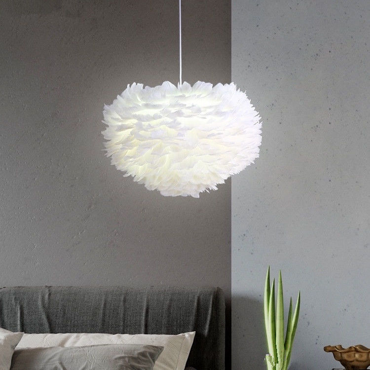 Modern Minimalist Heart-Shaped Feather Chandelier for Bedroom