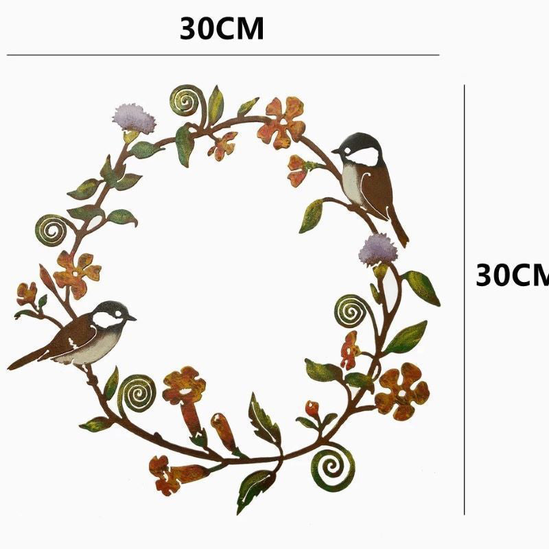 Metal Bird and Flower Garland for Outdoor Decor