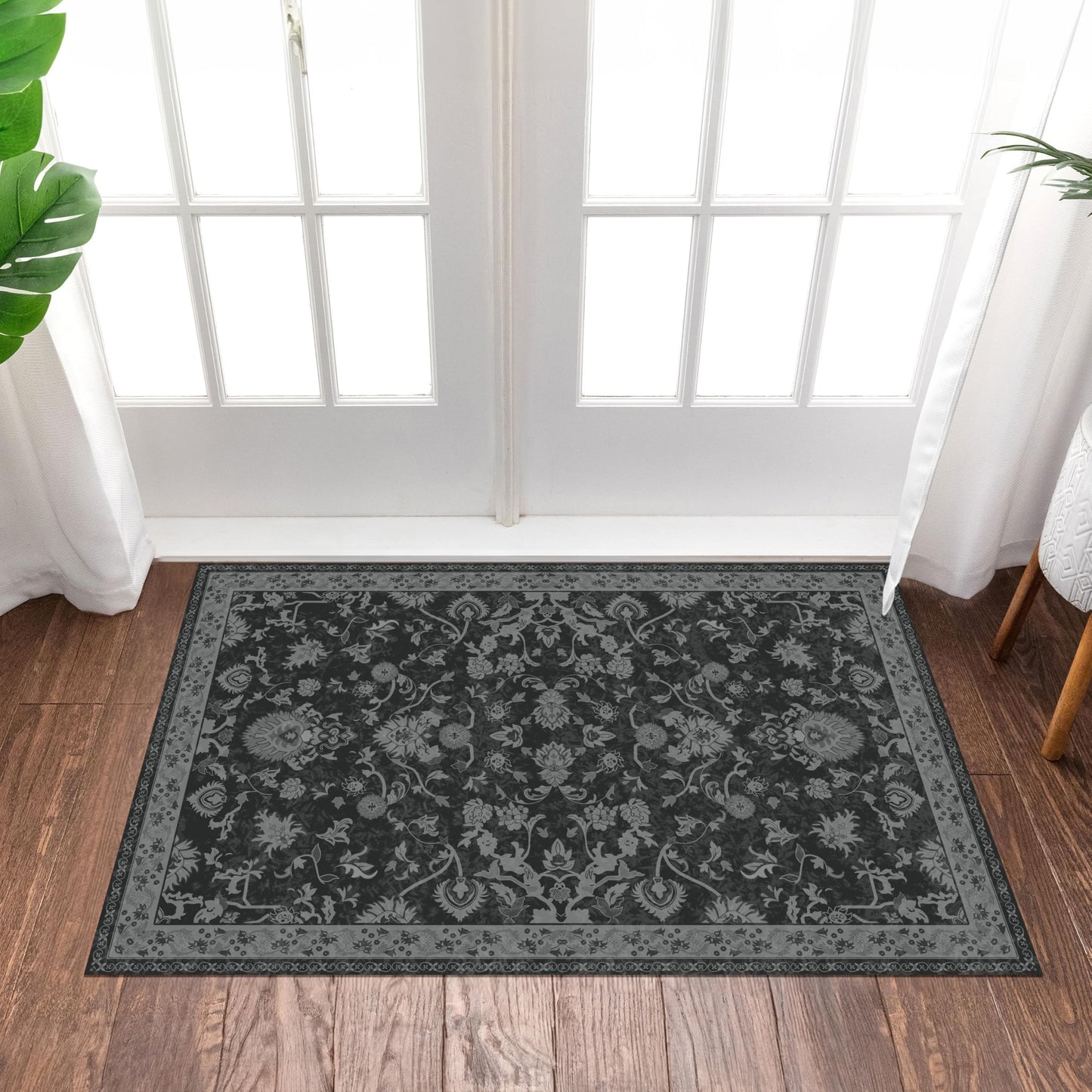 Washable Entryway Rug 2x3 | Non Slip Rug Runners for Hallways Entryways Kitchens Bathrooms Bedrooms | Ultra-Soft Flannel Carpet Kitchen Rug with Rubber Backing (Dark Grey 2x3)