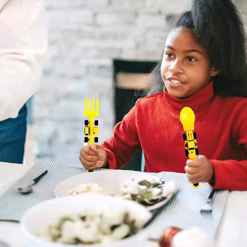 Kids Dinnerware Set with Truck and Excavator Plates