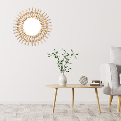 Gold Woven Decorative Mirror - Nordic Handmade Bamboo Wall Art