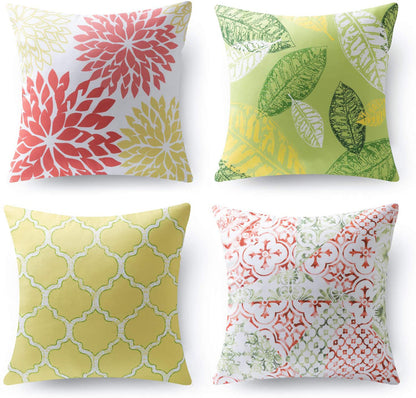 4pcs Ginkgo Biloba Geometric Pattern Sofa Cushions