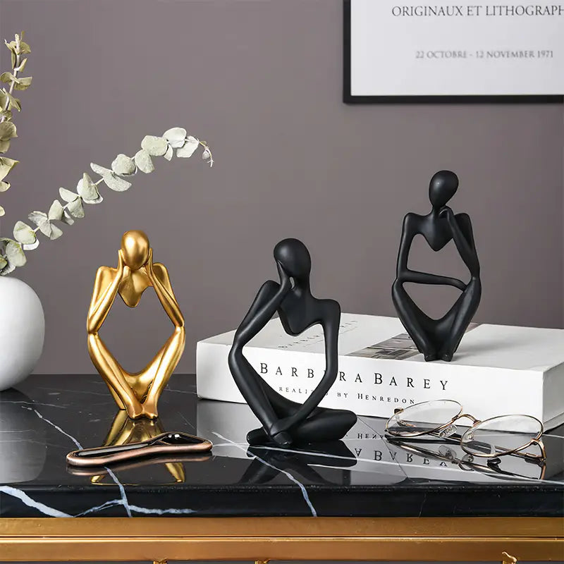 3pcs Handmade Abstract Villain Resin Decorative Statues