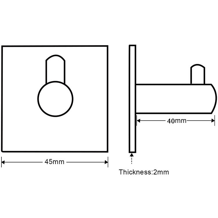 304 Stainless Steel Adhesive Coat Hooks – No-Drill Square Hooks
