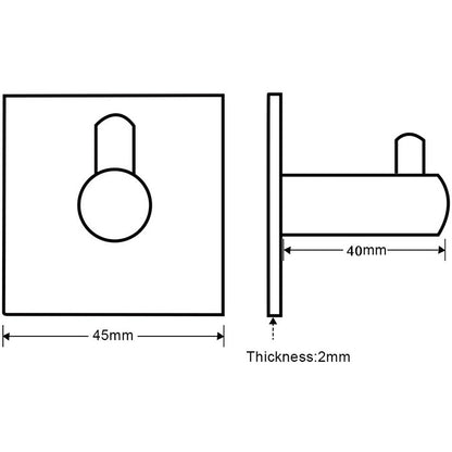 304 Stainless Steel Adhesive Coat Hooks – No-Drill Square Hooks