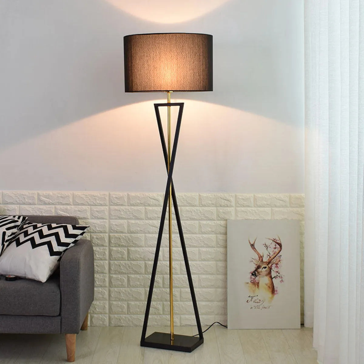 Nordic Fabric-Shade LED Floor Lamp – Cozy Standing Light