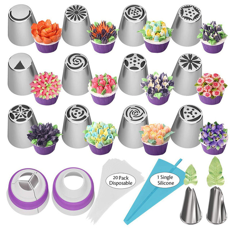 27-Piece Russian Pastry Tip Set for Baking Tools