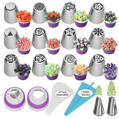 27-Piece Russian Pastry Tip Set for Baking Tools