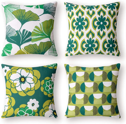 4pcs Ginkgo Biloba Geometric Pattern Sofa Cushions