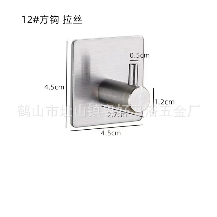 304 Stainless Steel Adhesive Coat Hooks – No-Drill Square Hooks