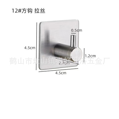 304 Stainless Steel Adhesive Coat Hooks – No-Drill Square Hooks