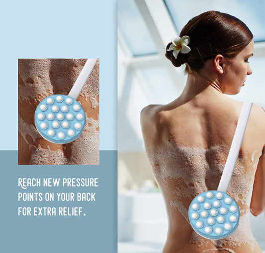 Long Handle Bath Brush with Lotion Applicator & Massager