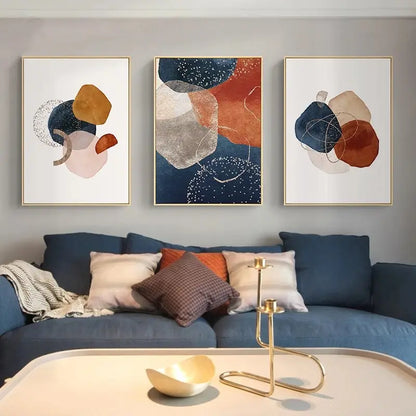 6pcs Frameless Abstract Geometric Line Wall Art Set