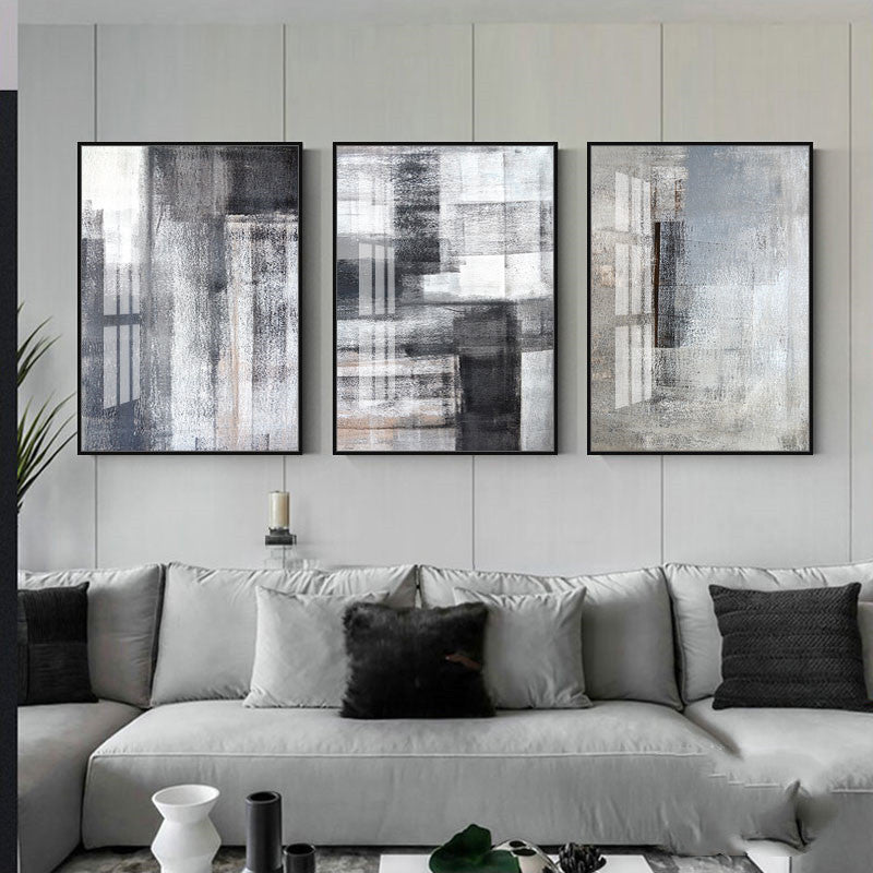 Modern Minimalist Gray Abstract Wall Art Set (3 Pieces)